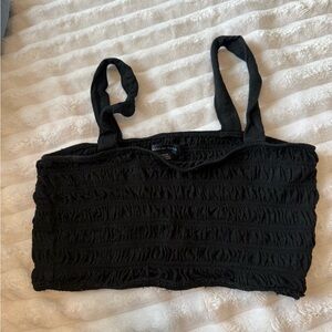 American Eagle Outfitters Black Textured Crop Top
